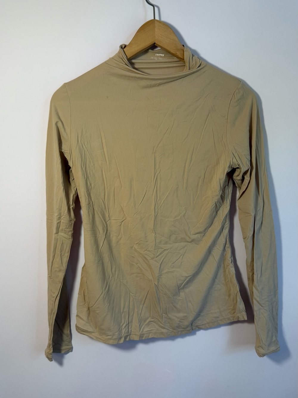 SKIMS Long-Sleeve Mock Neck Top in Beige/Tan
